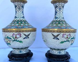 7 TwoMatchingCloisonnVasesinOriginalBox