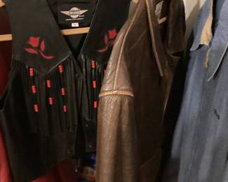 ASSORTED LADIES COATS, LEATHER JACKET