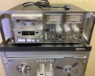 VTG. PIONEER RACK SYSTEM, DIRECT DRIVE RT-707 REEL TO REEL, STEREO TUNER TX-9500 II, CT-F1000 CASSETTE DECK, PRE AMP SPEC-1, EQUALIZER SG-9500, POWER AMP SPEC-4