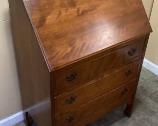 VTG. SLANT FRONT SECRETARY DESK w KEY NO SHIPPING PICKUP ONLY