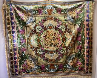 ANTIQUE CONSTANTINOPLE TAPESTRY ANTIQUE CHERUB CONSTANTINOPLE TAPESTRY MEASURING APPROX. 90" X 80''