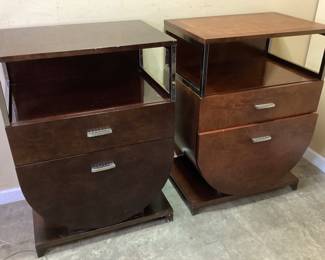 PAIR OF VTG. HICKORY WHITE GRAMERCY ART DECO STYLE 2 DRAWER CONSOLE TABLES NO SHIPPING PICKUP ONLY