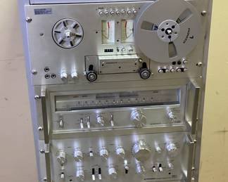 VTG. PIONEER RACK SYSTEM, DIRECT DRIVE RT-707 REEL TO REEL, STEREO TUNER TX-9500 II, CT-F1000 CASSETTE DECK, PRE AMP SPEC-1, EQUALIZER SG-9500, POWER AMP SPEC-4