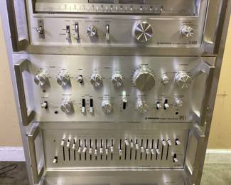 VTG. PIONEER RACK SYSTEM, DIRECT DRIVE RT-707 REEL TO REEL, STEREO TUNER TX-9500 II, CT-F1000 CASSETTE DECK, PRE AMP SPEC-1, EQUALIZER SG-9500, POWER AMP SPEC-4