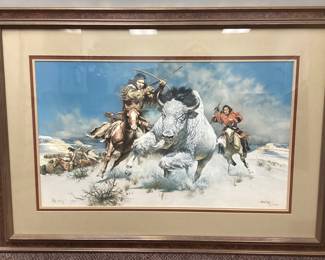 SIGNED FRANK C. McCARTHY BIG MEDICINE PRINT SIGNED FRANK C. McCARTHY BIG MEDICINE PRINT 1429/1500 W/ DOCUMENTATION FRAMED SIZE 44.5L X 31.5H