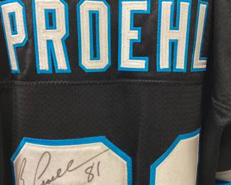 SIGNED #81 RICKY PROEHL JERSEY & VISOR AUTOGRAPHED CAROLINA PANTHERS #81 RICK PROEHL JERSEY AND AUTOGRAPHED SUN VISOR