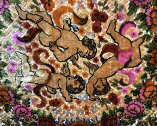 ANTIQUE CONSTANTINOPLE TAPESTRY ANTIQUE CHERUB CONSTANTINOPLE TAPESTRY MEASURING APPROX. 90" X 80''