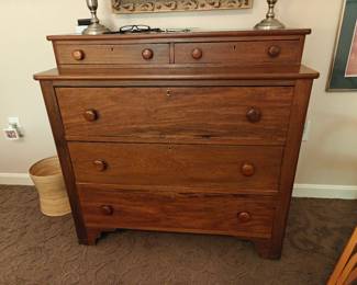 304 Antique Walnut Five Drawer Dresser 40x18x39