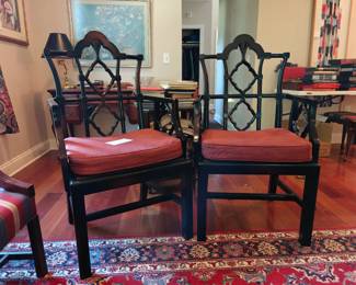 205 Pair Chinese Chippendale Arm Chairs 26x23x45