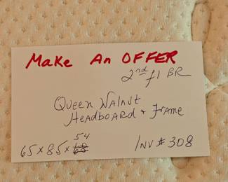 308 Queen Walnut Headboard & Frame 65x85x54