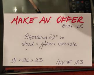 103 Wood & Glass Console with 52" Samsung TV 50x20x23