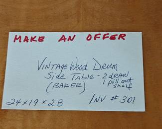 301 Vintage Baker Wood Drum Side Table 24x19x28