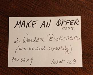 109 Pair Wooden Bookcases, can be sold separately 90x36x9