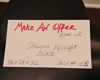 106 Schwinn Upright Stationary Bicycle 46x58x32