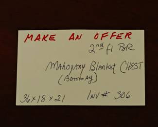306 Bombay Mahogany Blanket Chest 36x18x21