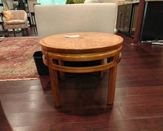 101 Mid Century Chinoiserie Round End Table (Michael Taylor for Baker) 26x19
