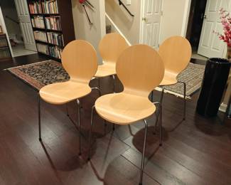 108 Four Contemporary Bent Wood Chairs 18x19x33