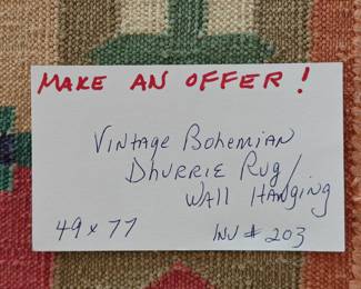 203 Vintage Bohemian Dhurrie Rug / Wall Hanging 49x77