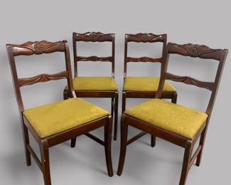 Set Of 4 Carved Regency Style Dining Chairs, C. 1940 