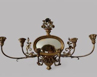 Neoclassical Style Gilt Metal And Mirror Wall Sconce 