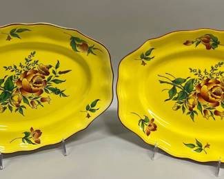 K&G Luneville Faience Elysee Old Strasbourg Yellow Oval Serving Platters (2) 
