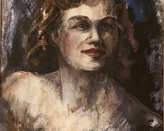 Iris Schuham Cutler (American 1929 - 2022), Portrait Of A Woman, Pastel And Watercolor On Paper 