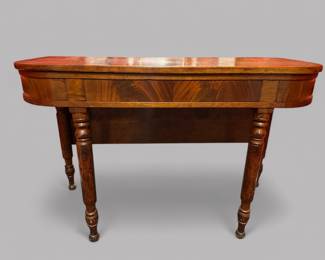 American Sheraton Mahogany Demilune Drop Leaf Table, Circa 1810 