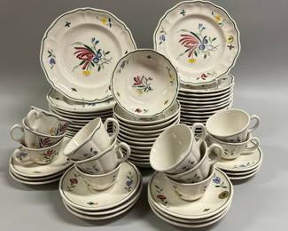 Longchamp Tulip Faience 62-piece Partial Dinner Service, Modern 