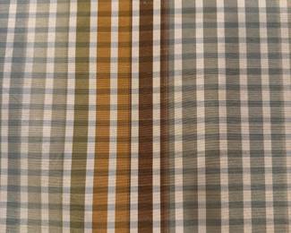 Designer Multicolored Shantung Plaid Fabric In Gold/brown/Greenblue