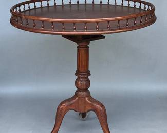 Georgian Style Mahogany Round Birdcage Tilt Top Tea Table 
