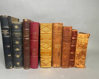 Collection Of Nine Leather-Bound Books In The Danish Language 