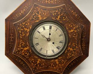 OctagonalI Inlaid Wall Clock, Likely French, 19th Century 