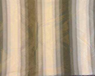 Designer Vertical Striped Shades Of Grey/minty Green And Light Beige/eggnog Fabric (5.3 Yards)