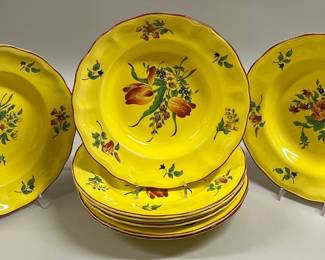 K&G Luneville Faience Elysee Old Strasbourg Yellow Bowls (8) 