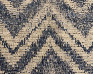 Designer Blue And Cream Chevron/ikat Fabric (5.3 Yards) 