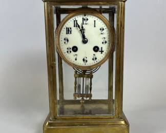 Brass Shelf/Mantel Clock, Made In France, Stamped Bailey Banks & Biddle, Philadelphia, Late 19th-20th Century 