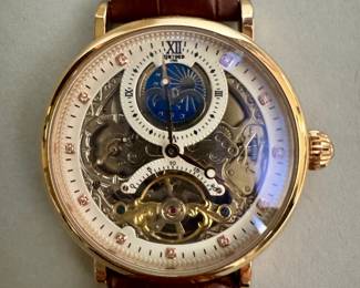 Kinyued Stainless Steel Water Resistant Men's Watch With Brown Leather Strap