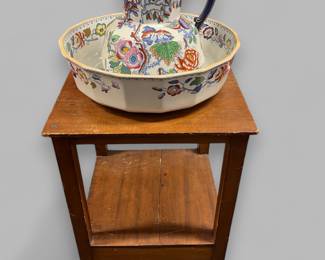 (Pine Washstand With) Mason's Ironstone Flying Bird Hydra Jug And Wash Basin, Modern 