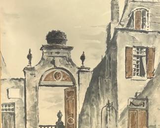 John Hulse (American, 20th Century), Architectural Door Way In A Square, Watercolor And Ink Wash On Paper 