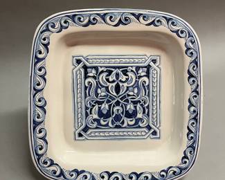 Portuguese Or Italian Hand Painted Blue And White Square Serving Platter 