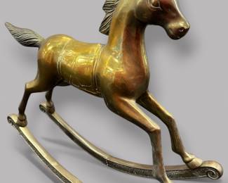 Mid Century Brass Rocking Horse 
