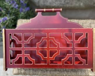 Brick and gold magazine or mail holder.