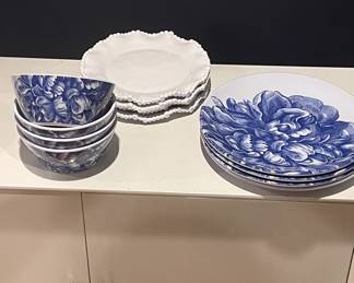 Large selection of brand new melamine tabletop items by Caskata and Williams Sonoma.