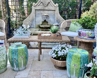 Large selection of garden, outdoor, and hand painted collector porcelain