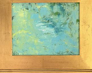 Abstract oil on canvas art in high quality gilded frame, 15"L x 13H