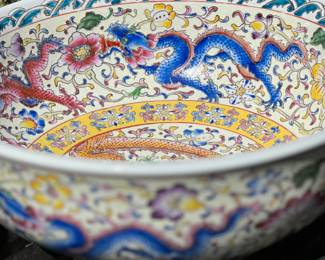 Vintage Hand painted dragon sink basin