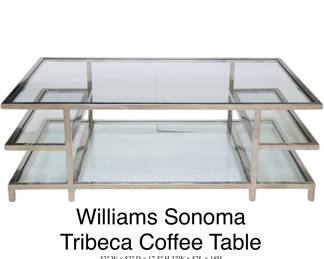 Williams Sonoma coffee table, chrome and glass