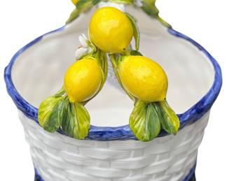 Lemon majolica basket hand painted, Made in Italy