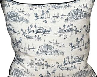 Large Serena and Lily pillow cover navy blue and white toile no longer available.