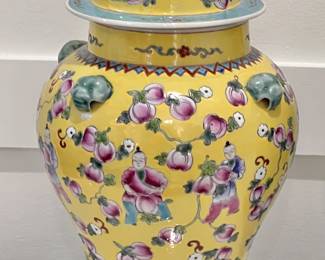 Assorted hand painted ginger jars and urns